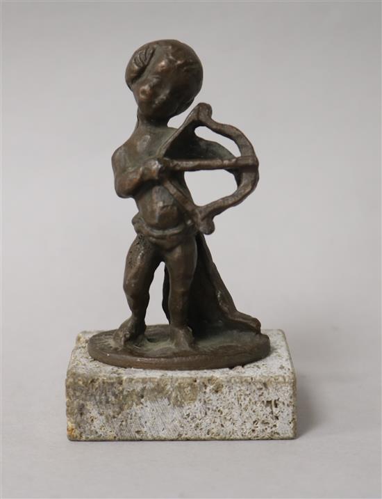 A bronze figure of a cherub